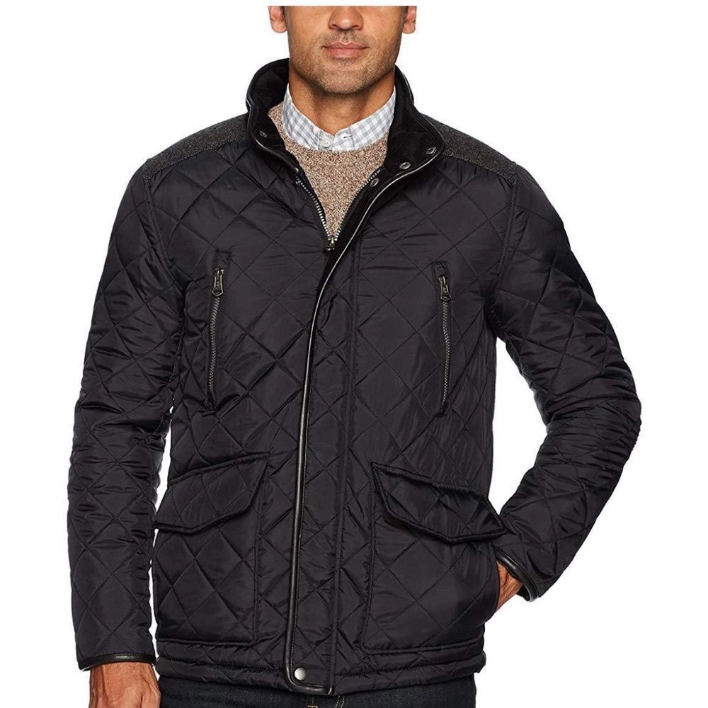 COLE HAAN HerringboneYoke Diamond Quilted Jacket/Barn/Car Preppy Large $298